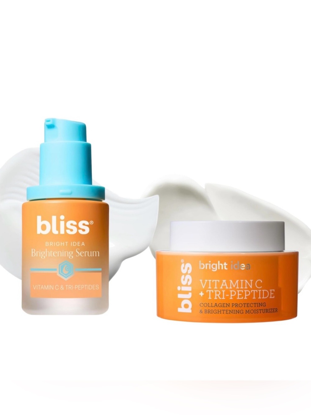 Bliss Brighten & Glow Duo: Vitamin C + Tri-Peptide Serum & Vitamin C Moisturizer